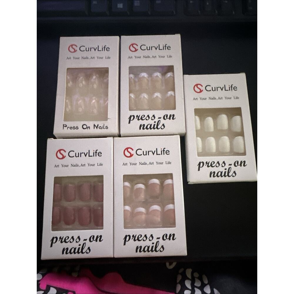 CurvLife Press on Nails Assorted Lot Of 5 New Sealed